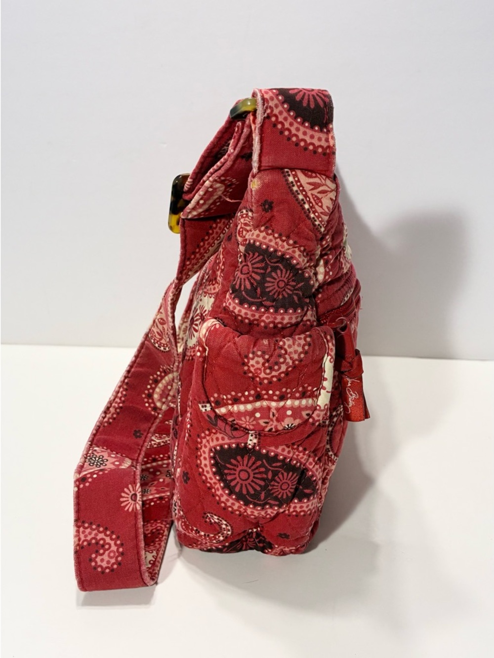 Y2K Vera Bradley Mesa Red Paisley Crossbody Bag USA MADE Vintage 4x11.75x8.5 - Picture 5 of 16